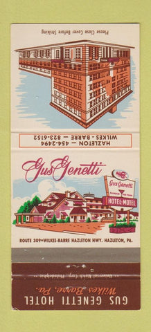 Matchbook Cover - Gus Genetti Hotel Wilkes Barre PA 30 Strike
