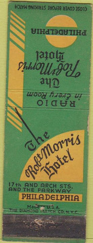 Matchbook Cover - Rob Morris Hotel Philadelphia PA