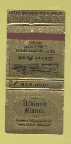 Matchbook Cover - Aldino's Manor Wilkes Barre PA 30 Strike