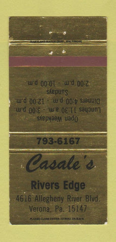 Matchbook Cover - Casale's Rivers Edge Verona PA WEAR 30 Strike