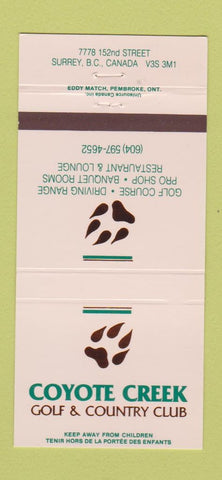 Matchbook Cover - Coyote Creek Golf Country Club Surrey BC 30 Strike
