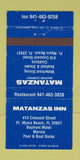 Matchbook Cover - Matanzas Inn Fort Myers Beach FL WEAR 30 Strike