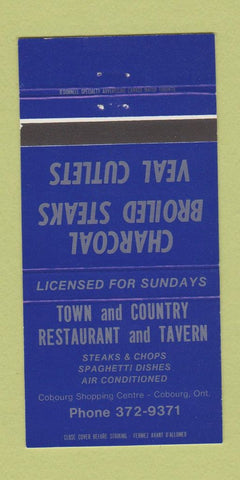 Matchbook Cover - Town and Country Resetaurant Cobourg ON 30 Strike