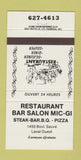 Matchbook Cover - Restaurant Bar Salon Mic GI Pizza Laval QC 30 Strike