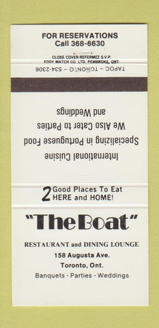 Matchbook Cover - The Boat Restaurant Toronto ON 30 Strike