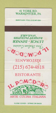 Matchbook Cover - Il Pomodoro Italian Warminster PA WEAR 30 Strike