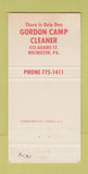 Matchbook Cover - Gordon Camp Cleaner Rochester PA Christmas 30 Strike