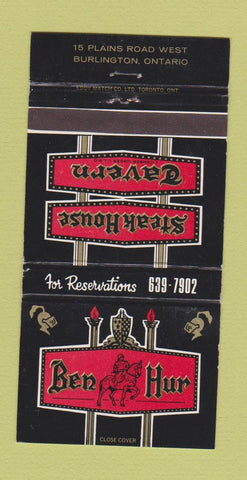Matchbook Cover - Ben Hur Steak House Tavern Burlington ON 30 Strike