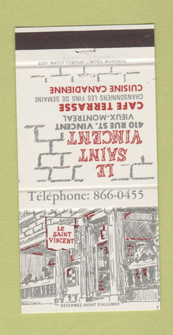Matchbook Cover - La Saint Vincent Montreal QC 30 Strike