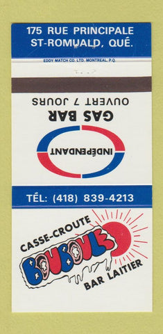 Matchbook Cover - Casse Croute Bouboule St Romuald QC 30 Strike