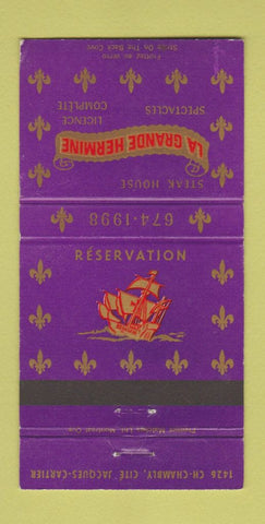 Matchbook Cover - La Grande Hermine QC WEAR 30 Strike