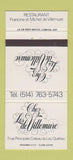 Matchbook Cover - Ches Les De Villemure Quebec QC 30 Strike