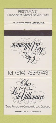 Matchbook Cover - Ches Les De Villemure Quebec QC 30 Strike