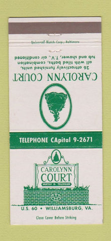 Matchbook Cover - Carolynn Court Williamsburg VA 30 Strike