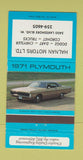 Matchbook Cover - 1971 Plymouth Halnan Motors Canada 30 Strike