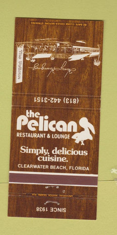 Matchbook Cover - Pelican Restaurant Clearwater Beach FL 30 Strike