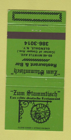 Matchbook Cover - Zum Stammtisch Restaurant Glendale NY 30 Strike