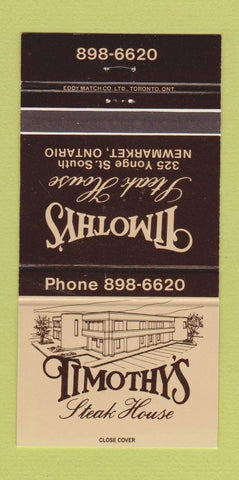Matchbook Cover - Timothy's Steak House Newmarket ON 30 Strike