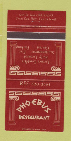 Matchbook Cover - Phoebus Restaurant Trans Canada Highway 30 Strike