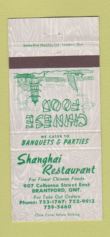 Matchbook Cover - Shanghai Restaurant Chinese Brantford ON 30 Strike