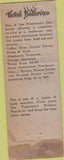 Matchbook Cover - Hotel Bellevue San Francisco CA