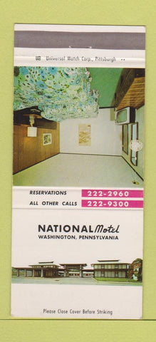 Matchbook Cover - National Motel Washington PA 30 Strike