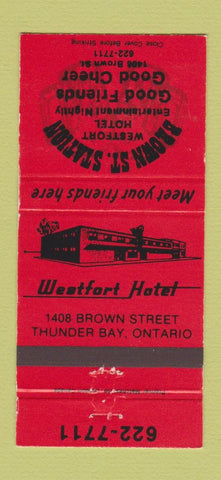 Matchbook Cover - Brown St Station Westford Hotel Thunder Bay ON 30 Strike