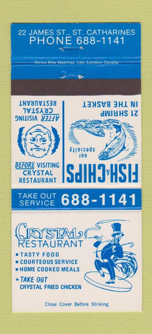 Matchbook Cover - Crystal Restaurant St Catharines ON 30 Strike