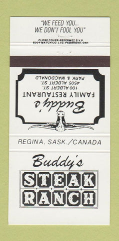 Matchbook Cover - Buddy's Steak Ranch Regina SK 30 Strike