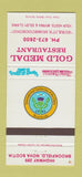 Matchbook Cover - Gold Medal Restaurant Brookfield NS 30 Strike