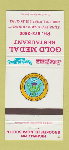 Matchbook Cover - Gold Medal Restaurant Brookfield NS 30 Strike