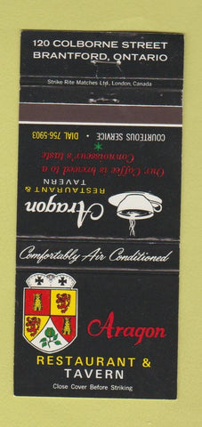 Matchbook Cover - Aragon Restaurant Brantford ON 30 Strike