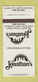Matchbook Cover - Jonathan's Charlotte NC 30 Strike