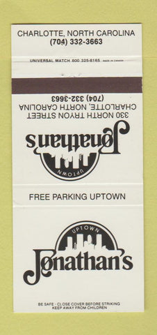 Matchbook Cover - Jonathan's Charlotte NC 30 Strike