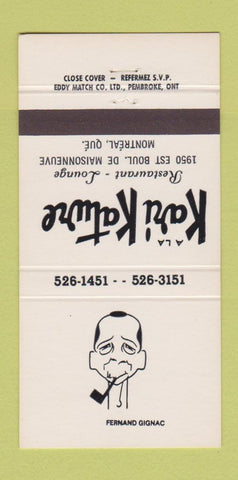 Matchbook Cover - Kari Kature Restaurant Montreal QC 30 Strike