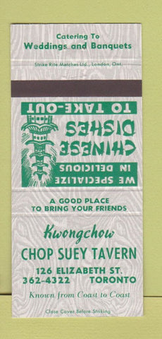 Matchbook Cover - Kwongchow Chop Suey Toronto ON 30 Strike