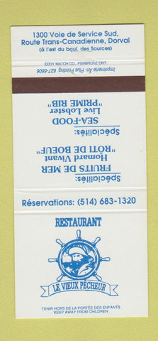 Matchbook Cover - Restaurant Le Vieux Pecheur Dorval QC 30 Strike