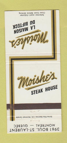 Matchbook Cover - Moishe's Steak House Montreal QC 30 Strike