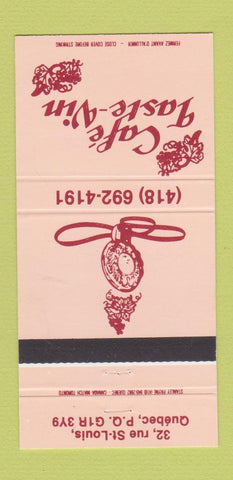 Matchbook Cover - Cafe Taste Vin Quebec QC 30 Strike
