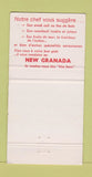 Matchbook Cover - New Granada Restaurant Montreal QC WEAR 30 Strike
