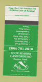 Matchbook Cover - Four Season Campground Regina SK 30 Strike