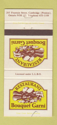 Matchbook Cover - Restaurant Bouquet Garni Preston Cambridge ON 30 Strike