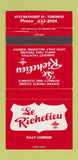 Matchbook Cover - Le Richelieu Toronto ON 30 Strike