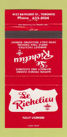 Matchbook Cover - Le Richelieu Toronto ON 30 Strike