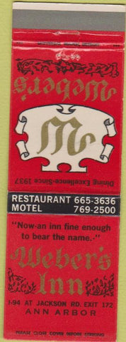 Matchbook Cover - Weber's Inn Ann Arbor MI