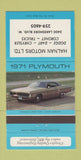 Matchbook Cover - 1971 Plymouth Halnan Motors Canada 30 Strike