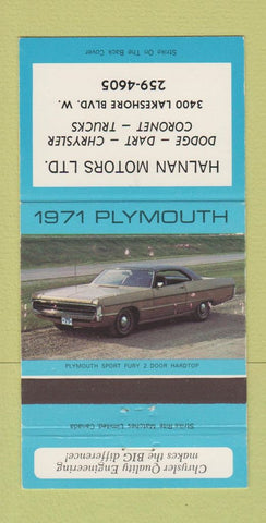 Matchbook Cover - 1971 Plymouth Halnan Motors Canada 30 Strike