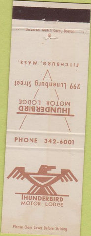 Matchbook Cover - Thunderbird Motor Lodge Fitchburg MA