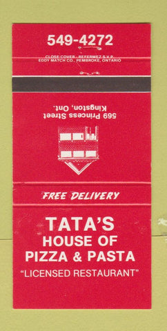 Matchbook Cover - Tata's House of Pizza Kingston ON 30 Strike