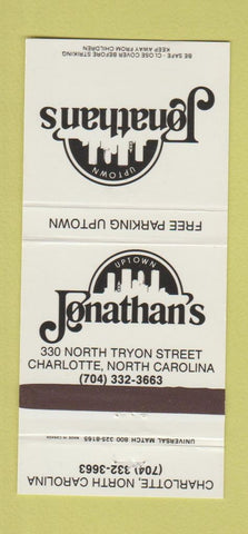 Matchbook Cover - Jonathan's Charlotte NC 30 Strike